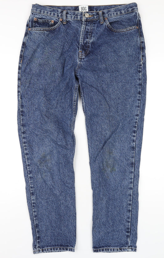 BDG Womens Blue Cotton Straight Jeans Size 32 in L32 in Regular Zip
