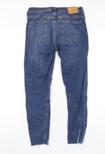 Zara Womens Blue Cotton Skinny Jeans Size 10 L27 in Regular Zip