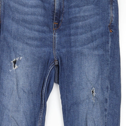 Zara Womens Blue Cotton Skinny Jeans Size 10 L27 in Regular Zip