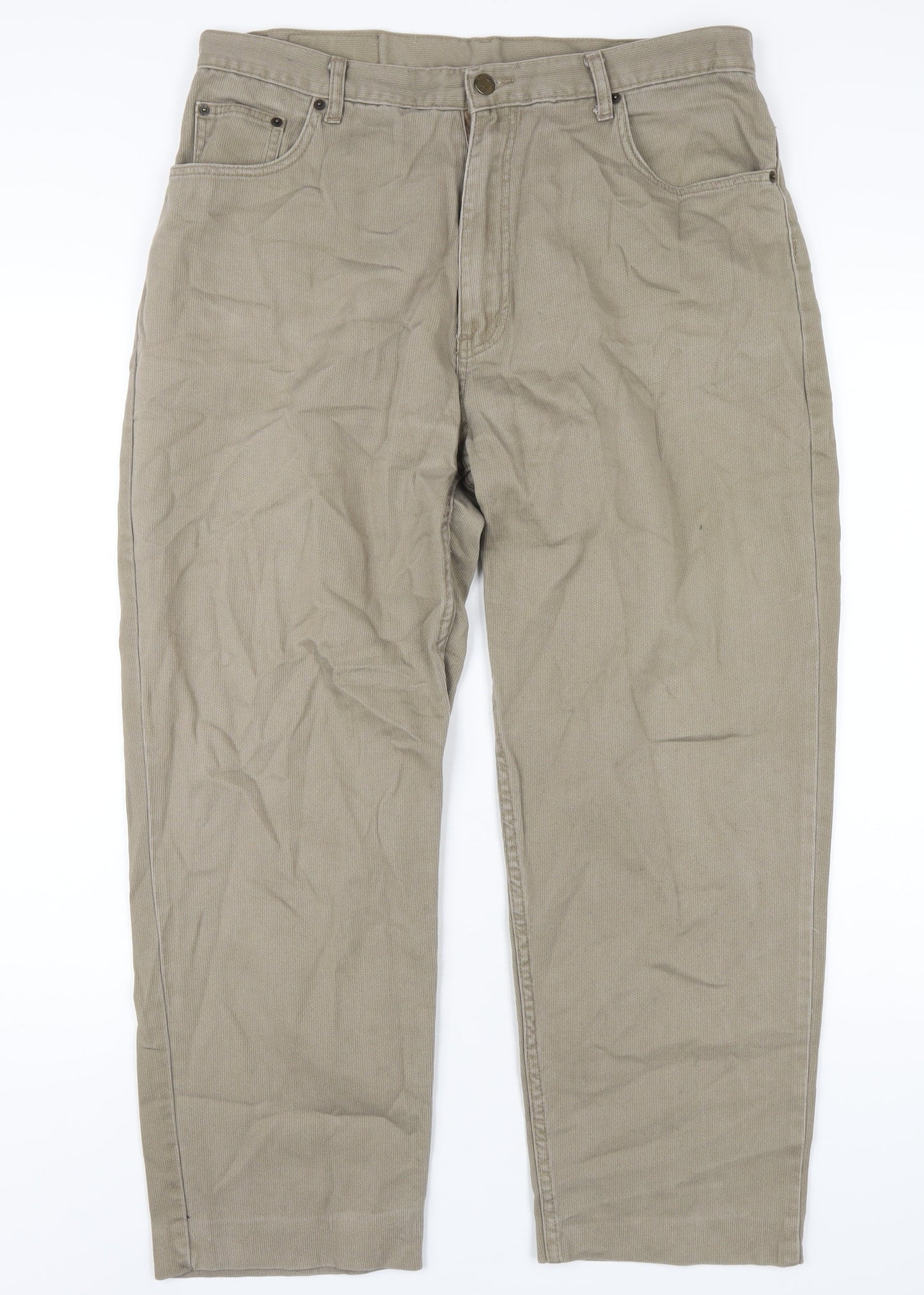 Armando Mens Beige Cotton Trousers Size 34 in L30 in Regular Zip