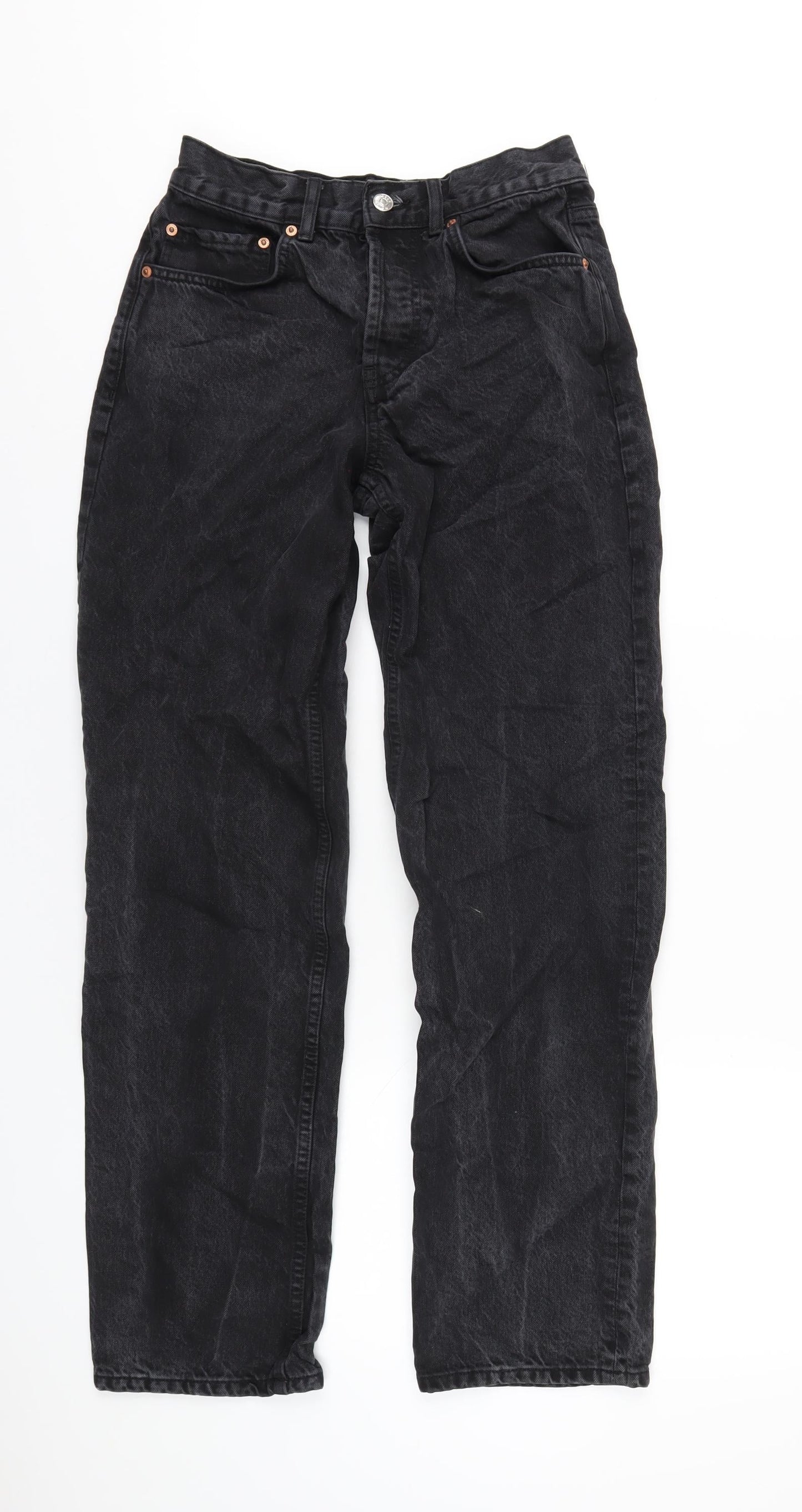 ASOS Womens Black Cotton Straight Jeans Size 28 in L32 in Regular Button