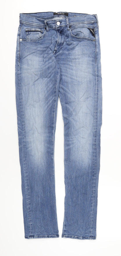 Mens UK Size 30 in Replay Regular Fit Skinny Blue Jeans