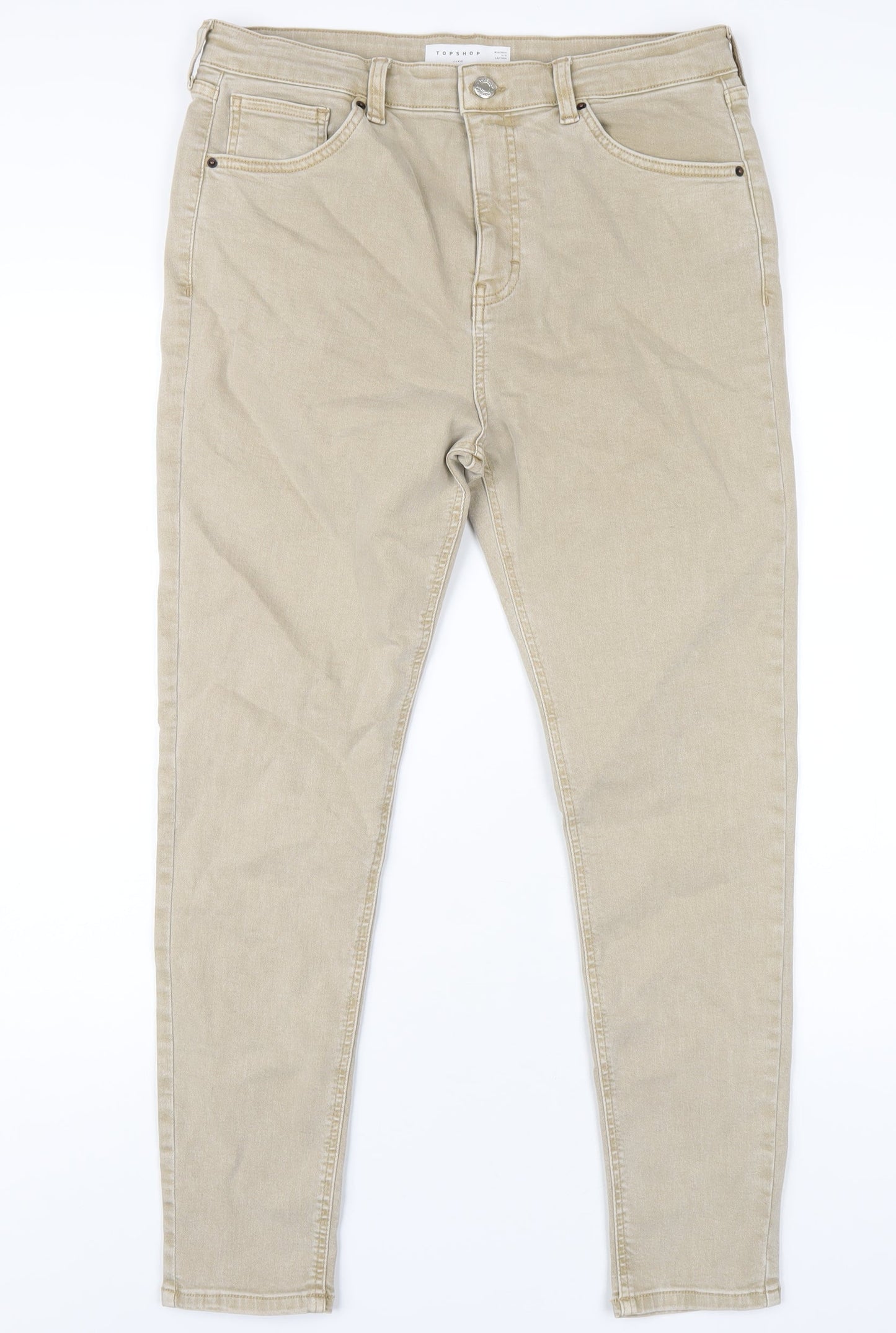 Topshop Womens Beige Cotton Skinny Jeans Size 34 in L32 in Regular Zip