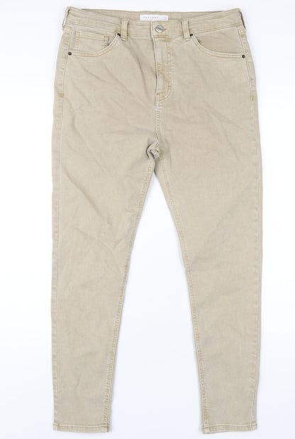 Topshop Womens Beige Cotton Skinny Jeans Size 34 in L32 in Regular Zip