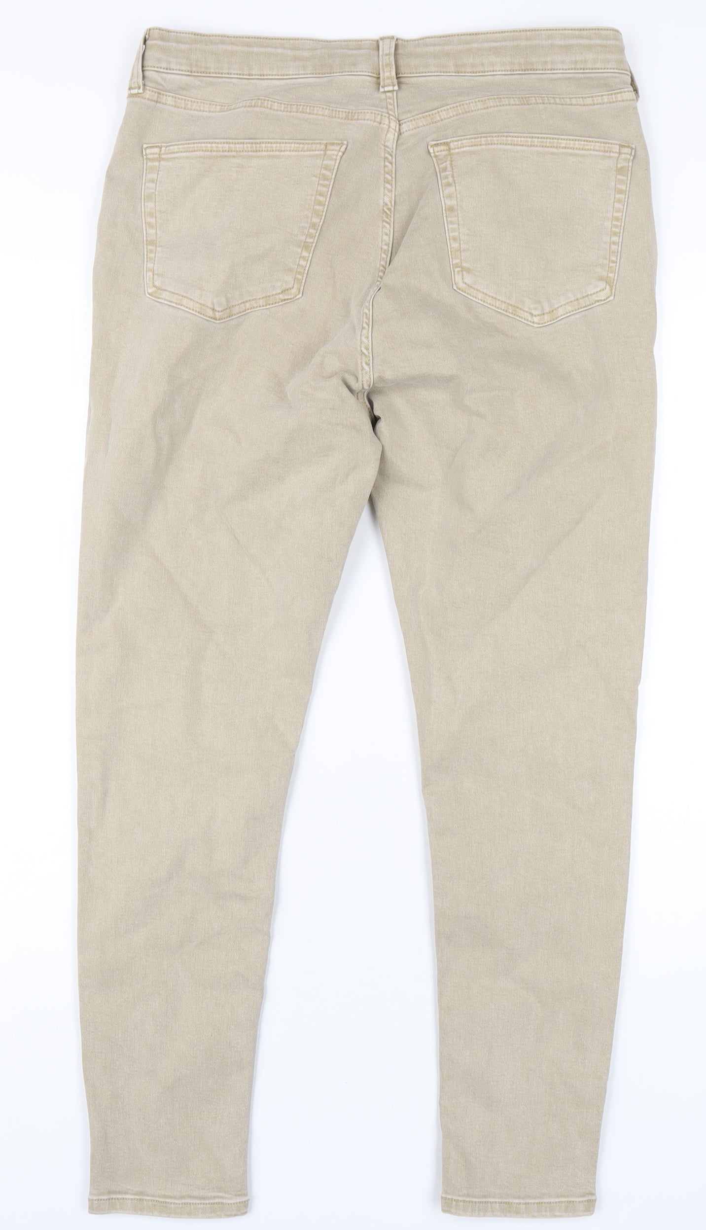 Topshop Womens Beige Cotton Skinny Jeans Size 34 in L32 in Regular Zip