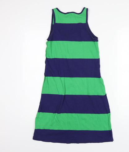 Old Navy Womens Blue Striped Cotton Tank Dress Size XS Scoop Neck Pullover