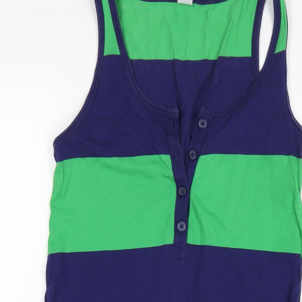 Old Navy Womens Blue Striped Cotton Tank Dress Size XS Scoop Neck Pullover