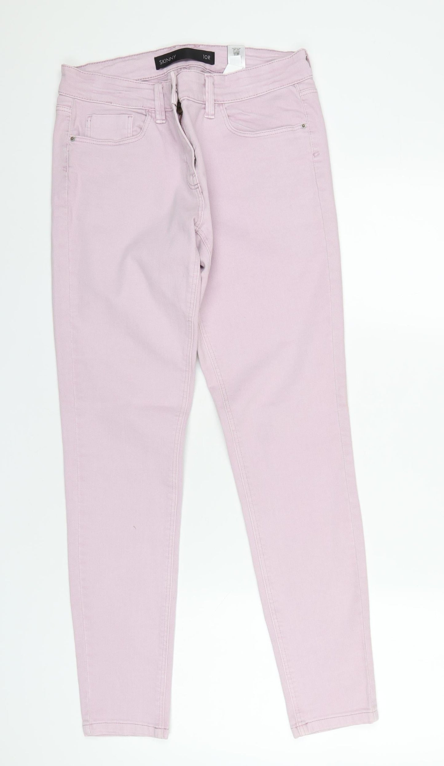 NEXT Womens Pink Cotton Skinny Jeans Size 10 L28 in Regular Zip