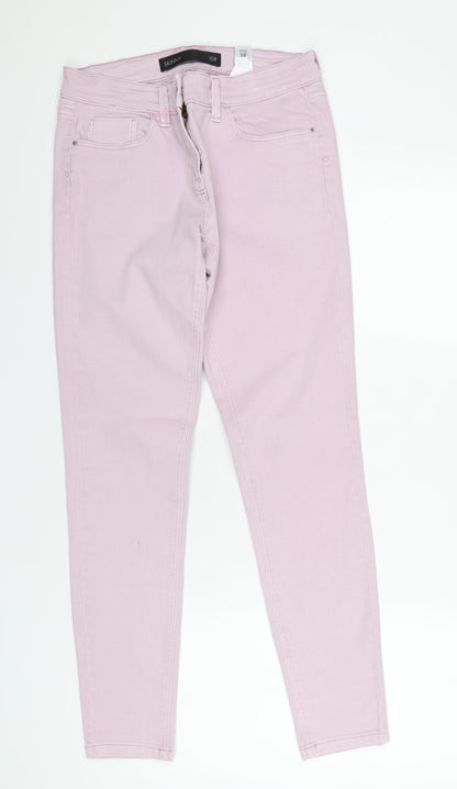 NEXT Womens Pink Cotton Skinny Jeans Size 10 L28 in Regular Zip