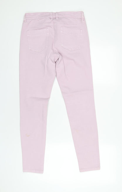 NEXT Womens Pink Cotton Skinny Jeans Size 10 L28 in Regular Zip