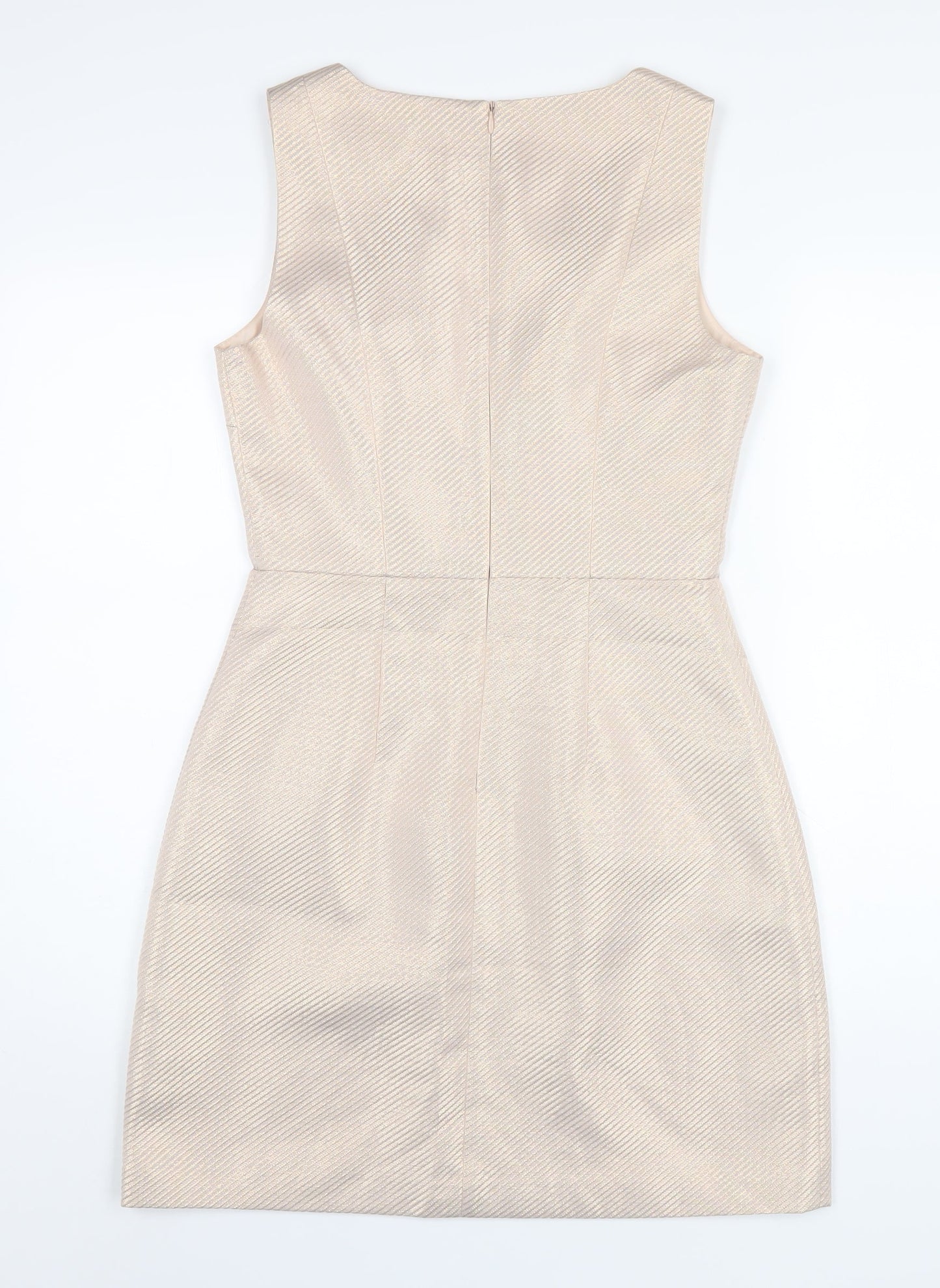 Oasis Womens Beige Polyester A-Line Size 8 V-Neck Zip