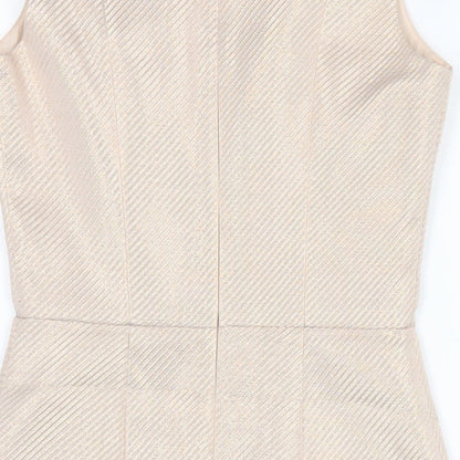 Oasis Womens Beige Polyester A-Line Size 8 V-Neck Zip