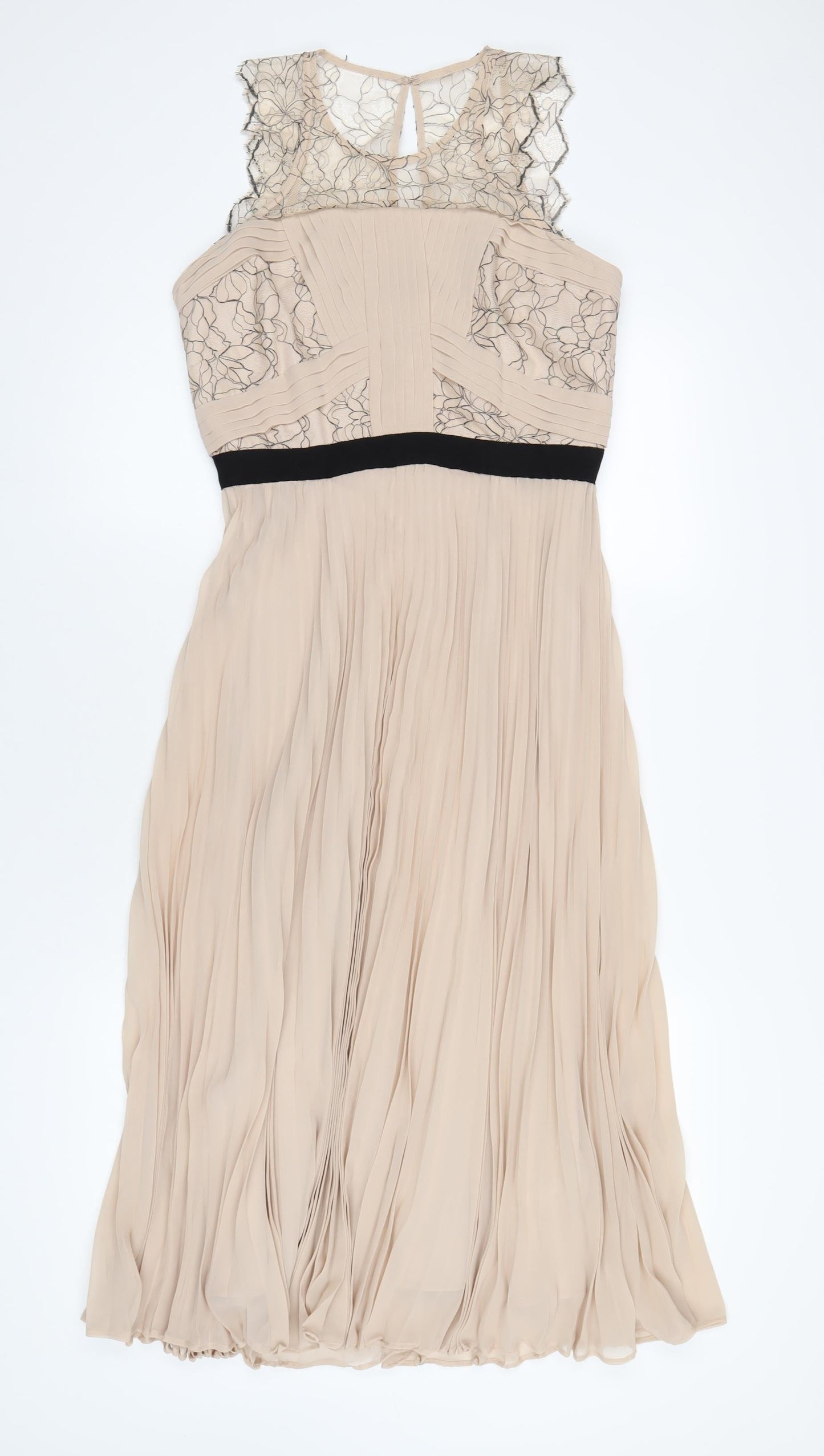 Monsoon Womens Beige Nylon A-Line Size 10 Round Neck Zip