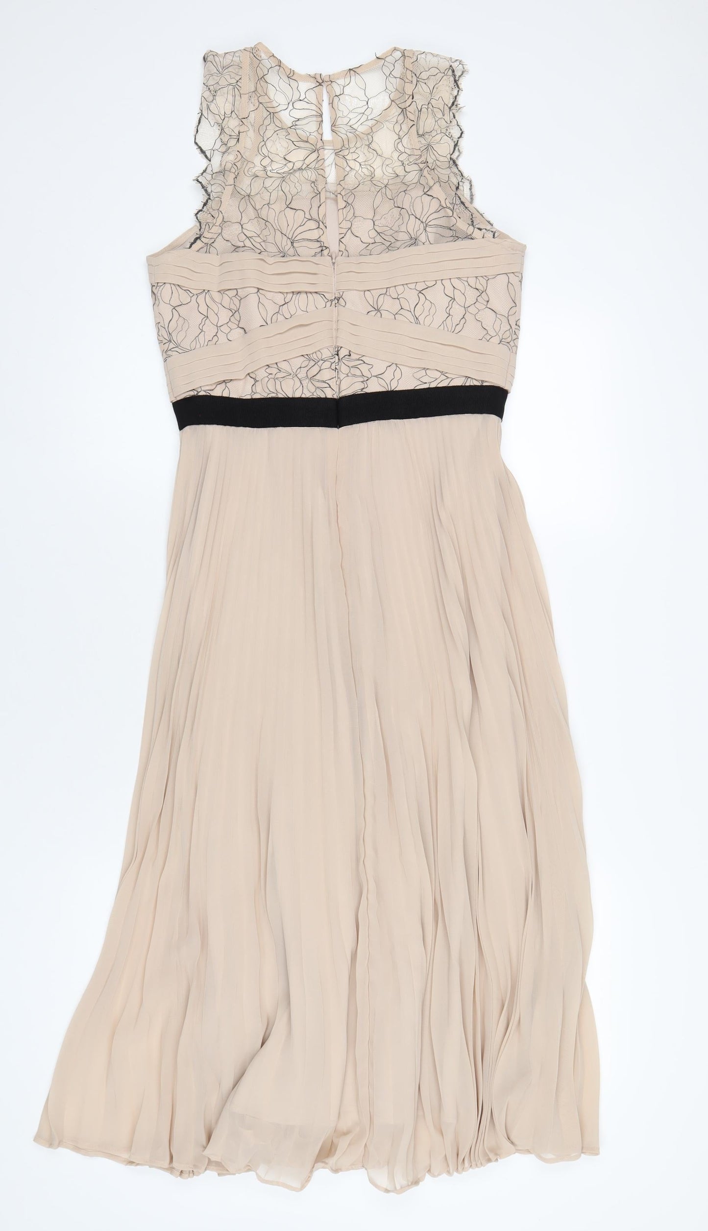 Monsoon Womens Beige Nylon A-Line Size 10 Round Neck Zip