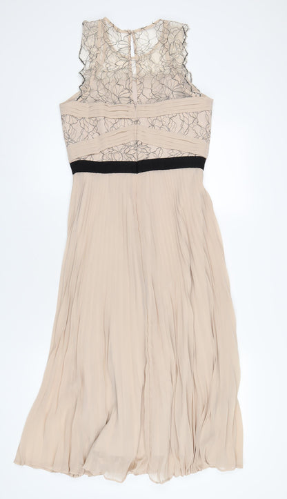 Monsoon Womens Beige Nylon A-Line Size 10 Round Neck Zip