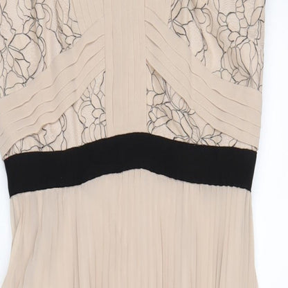 Monsoon Womens Beige Nylon A-Line Size 10 Round Neck Zip