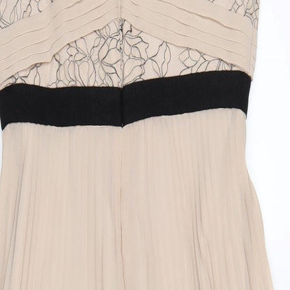 Monsoon Womens Beige Nylon A-Line Size 10 Round Neck Zip