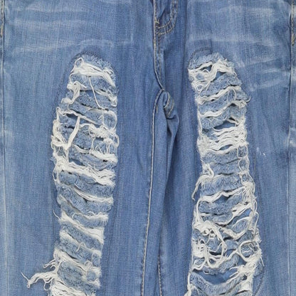 Black Bat Mens Blue Cotton Straight Jeans Size 32 in L32 in Regular Button