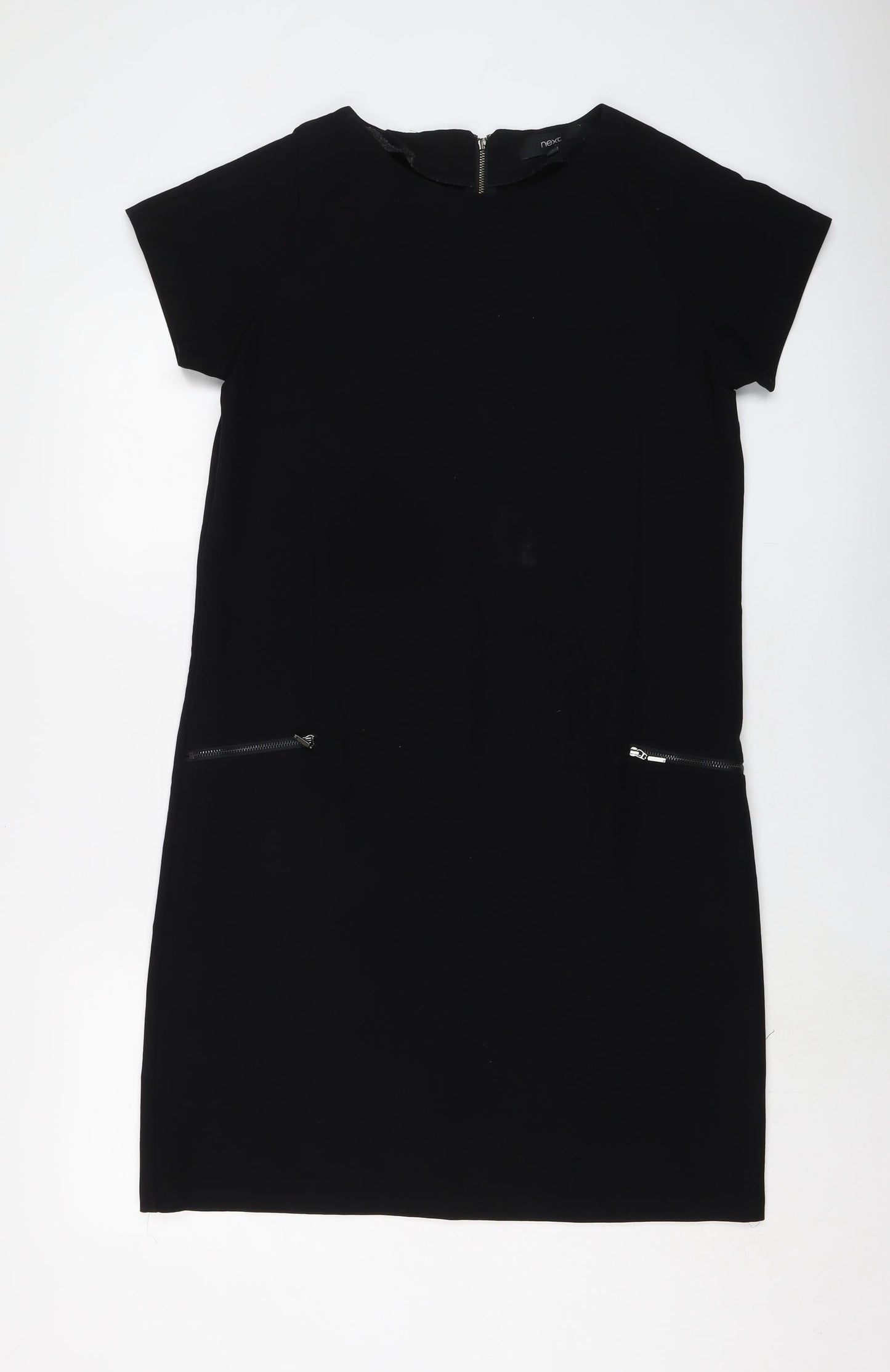 NEXT Womens Black Polyester A-Line Size 12 Round Neck Zip