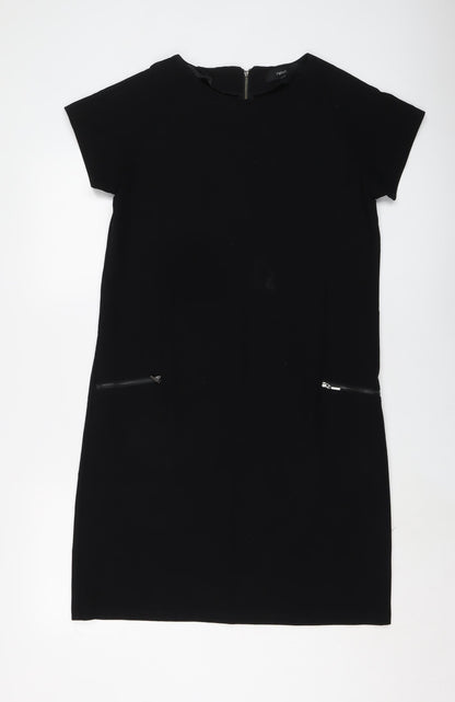 NEXT Womens Black Polyester A-Line Size 12 Round Neck Zip