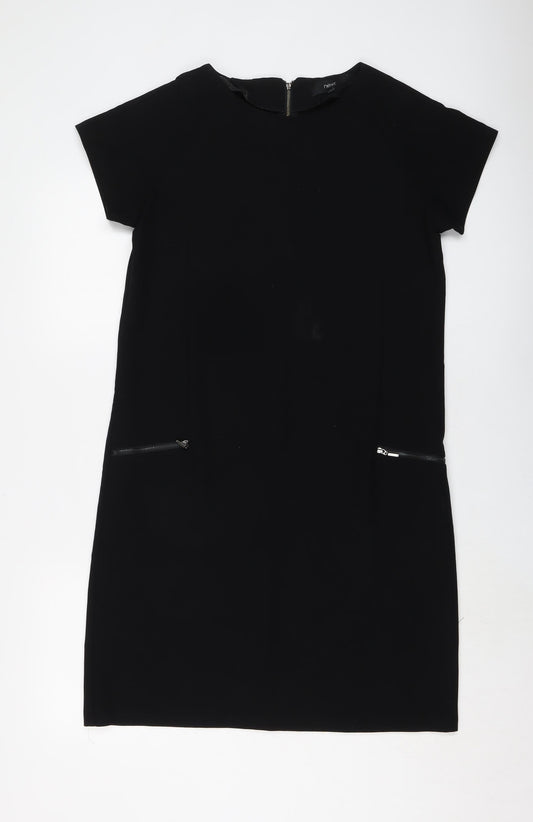NEXT Womens Black Polyester A-Line Size 12 Round Neck Zip