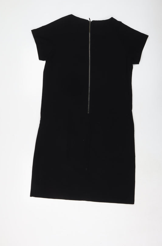 NEXT Womens Black Polyester A-Line Size 12 Round Neck Zip