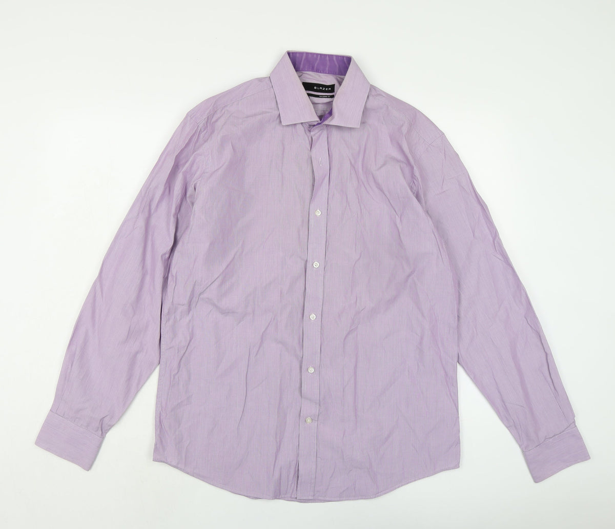 Blazer Mens Purple Cotton Button-Up Size 16 Collared Button