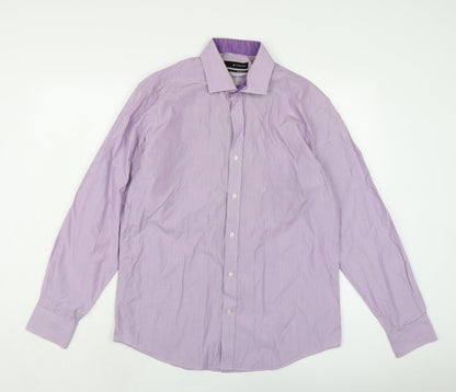 Blazer Mens Purple Cotton Button-Up Size 16 Collared Button