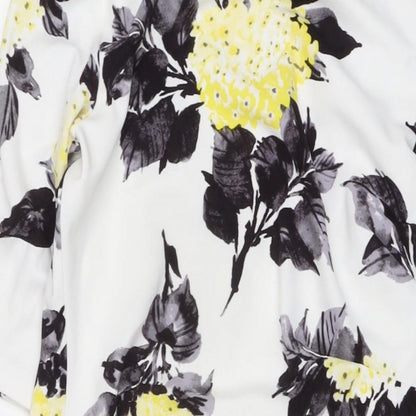 Jessica Howard Womens White Floral Polyester Pencil Dress Size 16 Round Neck Zip