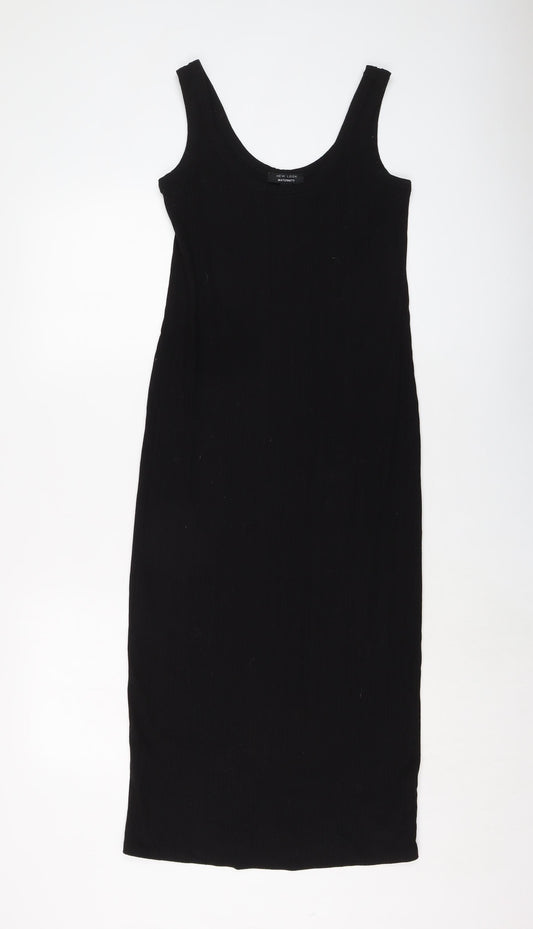New Look Womens Black Polyester Bodycon Size 10 Round Neck Pullover