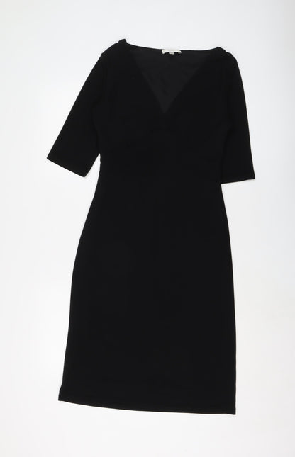 NEXT Womens Black Polyester A-Line Size 10 V-Neck Pullover