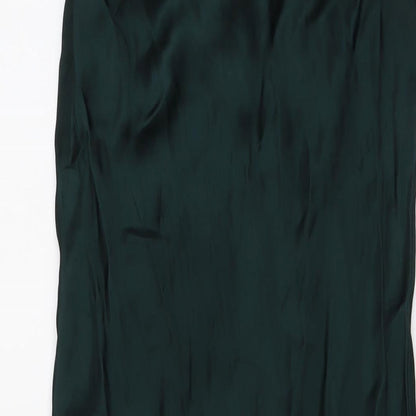 Zara Womens Green Viscose A-Line Size S Collared Zip