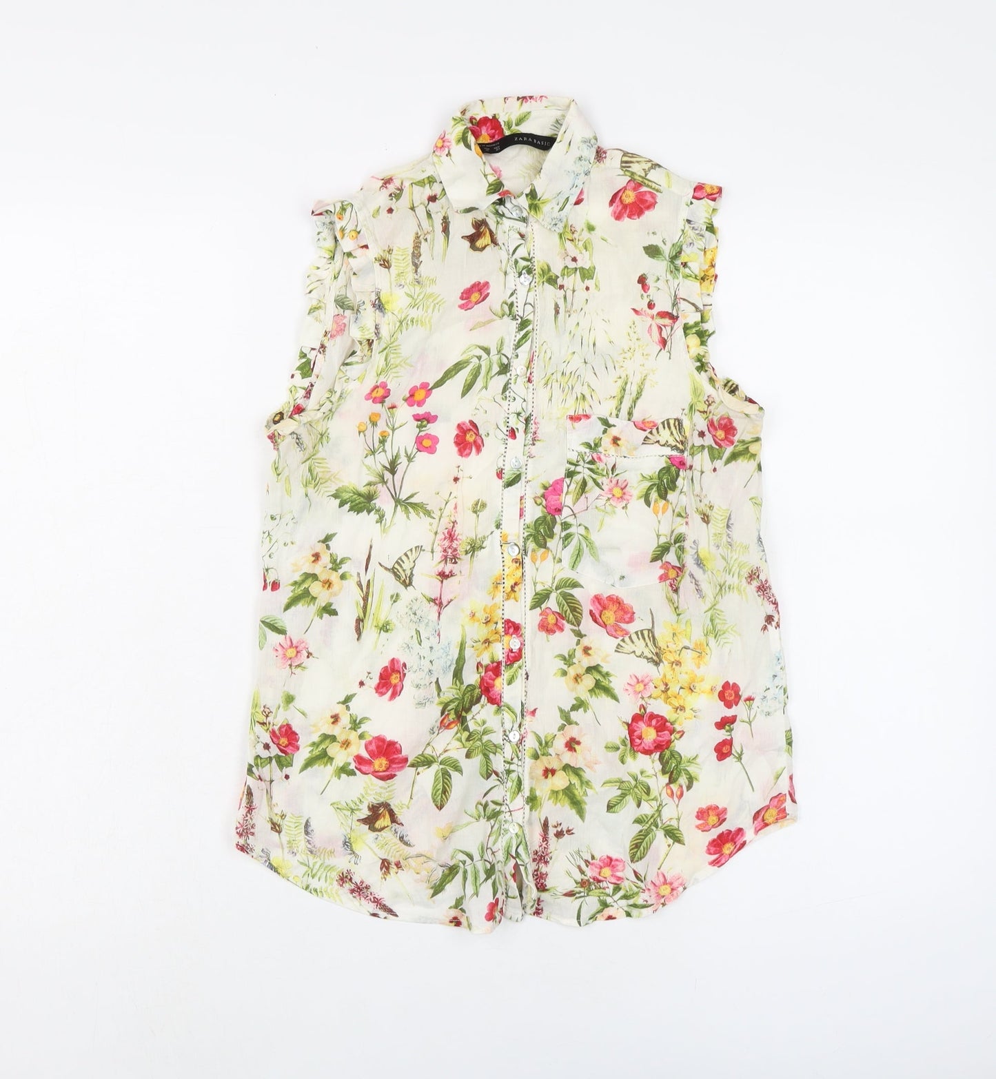 Womens UK Size XS Zara Multicoloured Basic Blouse