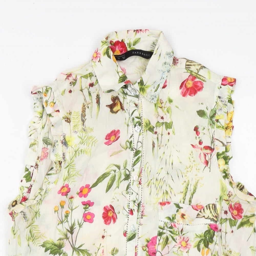 Womens UK Size XS Zara Multicoloured Basic Blouse