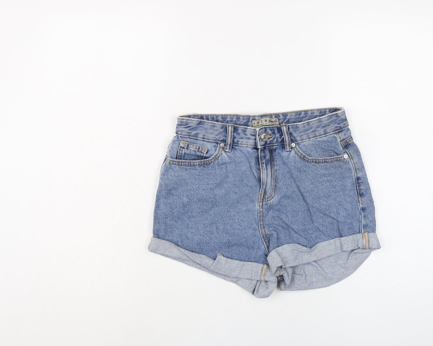 Denim & Co. Womens Blue Cotton Hot Pants Shorts Size 6 L3 in Regular Button