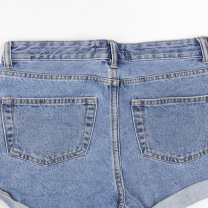 Denim & Co. Womens Blue Cotton Hot Pants Shorts Size 6 L3 in Regular Button
