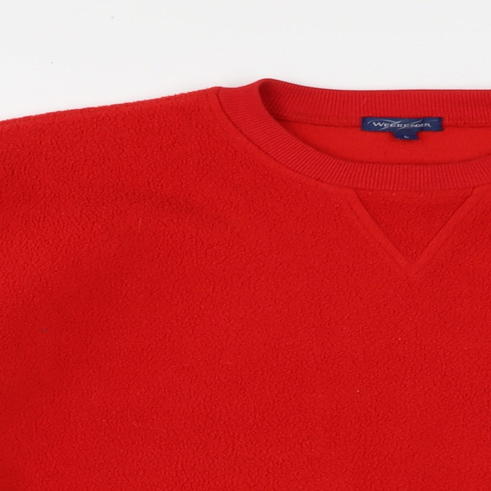 WEEKENDERS Mens Red Polyester Pullover Sweatshirt Size L