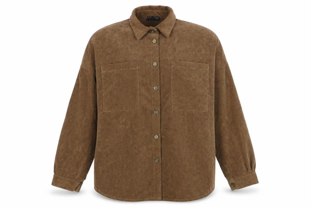 Womens UK Size 8 Rebellious Brown Basic Button-Up