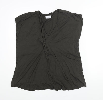 Foil Womens Brown Viscose Basic Blouse Size XL V-Neck - Pleat Detail