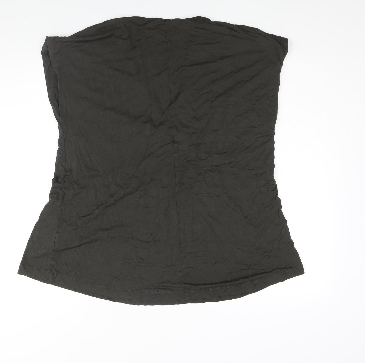 Foil Womens Brown Viscose Basic Blouse Size XL V-Neck - Pleat Detail