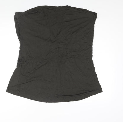 Foil Womens Brown Viscose Basic Blouse Size XL V-Neck - Pleat Detail