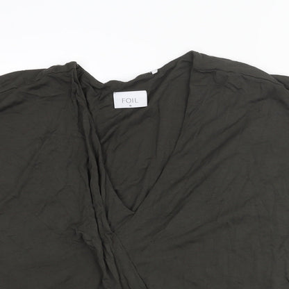 Foil Womens Brown Viscose Basic Blouse Size XL V-Neck - Pleat Detail