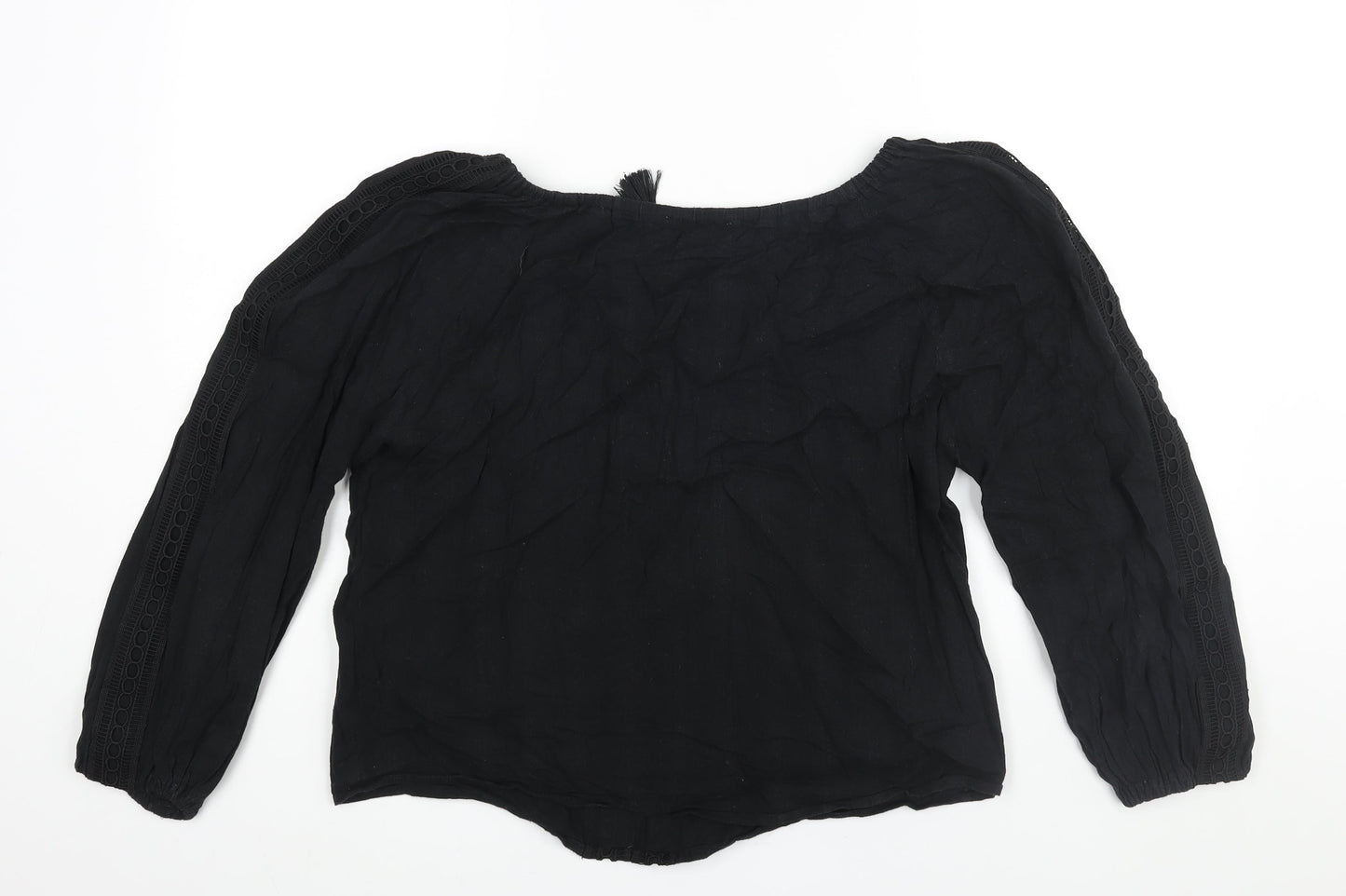 Womens UK Size L JustFab Black Basic Blouse