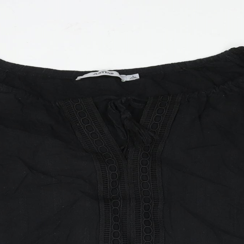 Womens UK Size L JustFab Black Basic Blouse