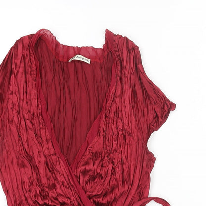 Autograph Womens Red Polyester Basic Blouse Size 14 V-Neck - Bow Detail