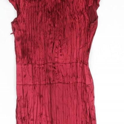 Autograph Womens Red Polyester Basic Blouse Size 14 V-Neck - Bow Detail