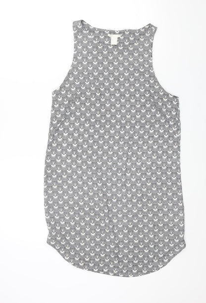 H&M Womens Black Geometric Polyester Shift Size 10 Round Neck Pullover