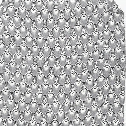 H&M Womens Black Geometric Polyester Shift Size 10 Round Neck Pullover