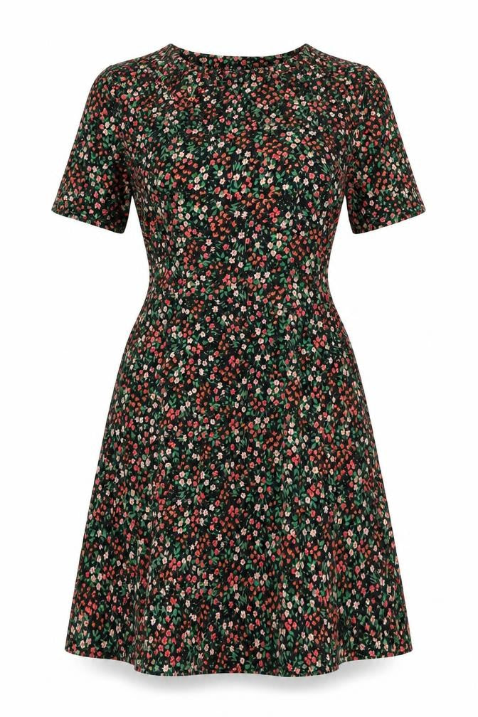 Marks and Spencer Womens Multicoloured Floral Polyester A-Line Size 10 V-Neck Zip