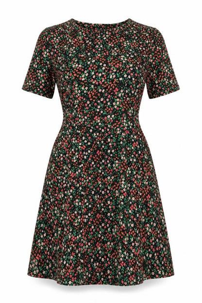 Marks and Spencer Womens Multicoloured Floral Polyester A-Line Size 10 V-Neck Zip